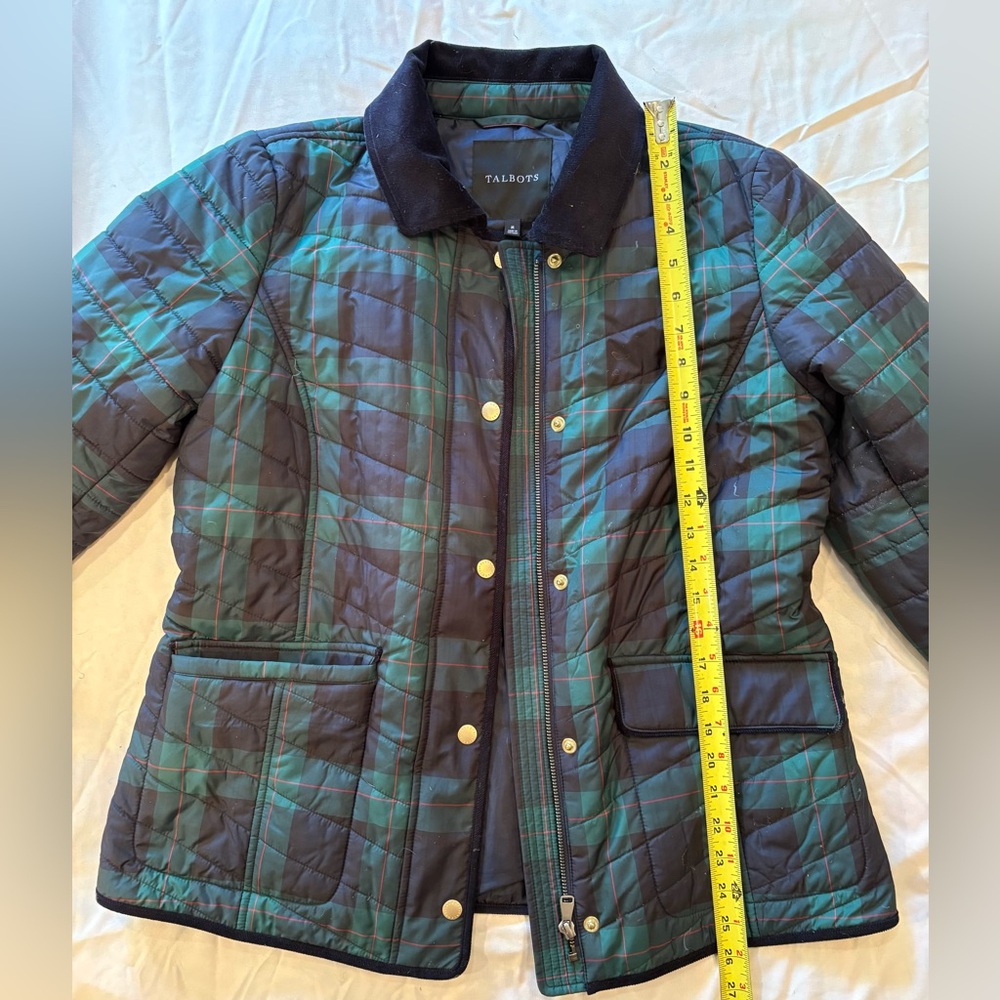 Talbots medium blue and green plaid jacket
